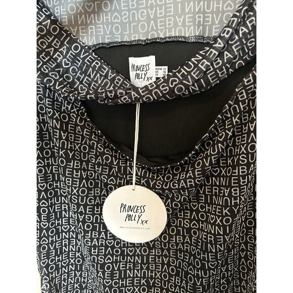 Princess Polly Text Me Dress Womens 10 Black NWT Sexy Mini Sheer Cut Out E-Girl - Picture 10 of 14